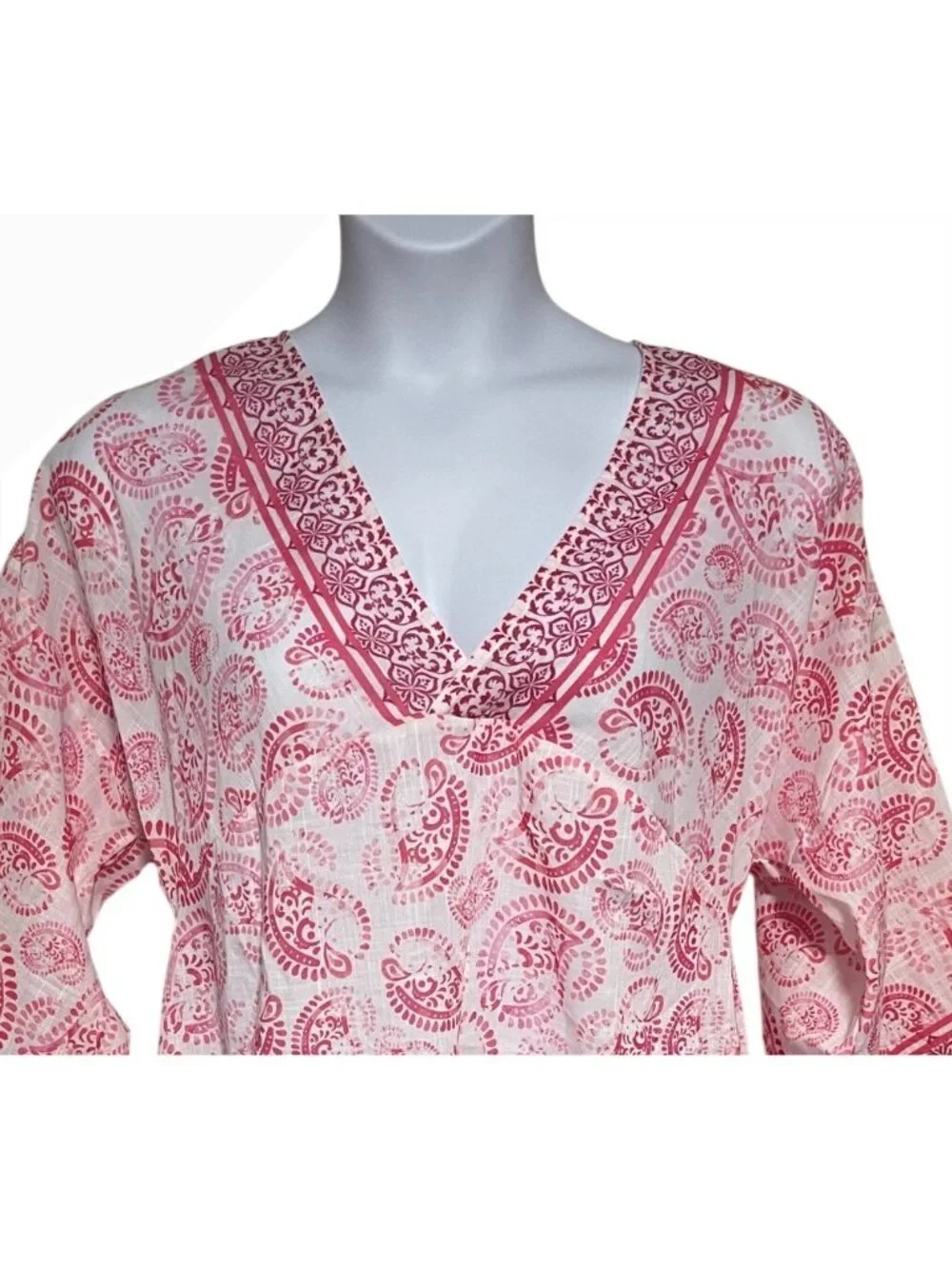 Lulla Collection Swim Coverup Womens One Size Pink With White Paisley Print